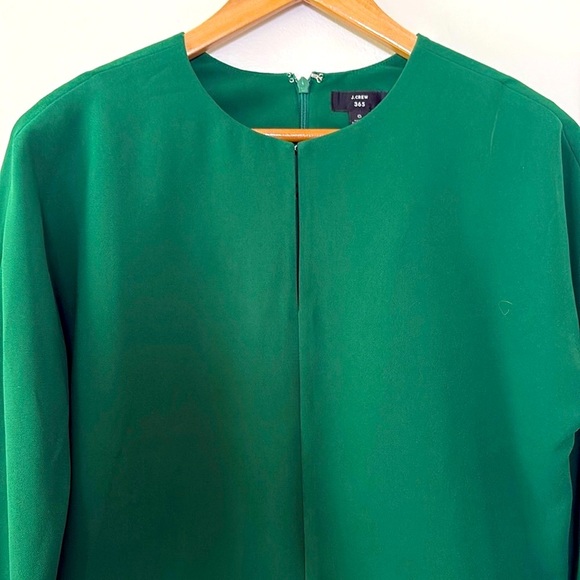J.Crew Cropped long-sleeve top in 365 crepe Emerald Jade Green Size 6 - Picture 14 of 16